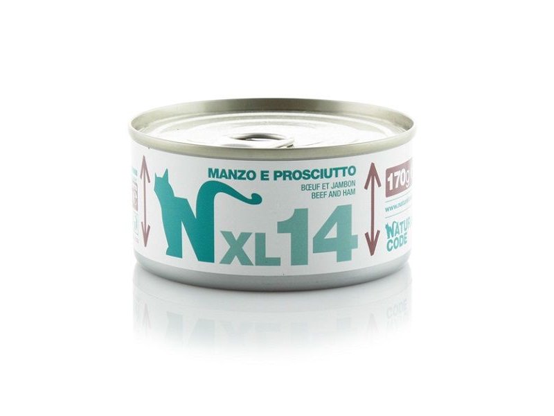 Natural Code XL 14 Manzo e Prosciutto 170g umido gatto