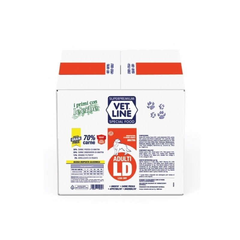 Vet Line Adulti Formula LD Anatra grain free 12kg crocchette cane Vet Line Adulti Formula LD Anatra grain free 12kg crocchette cane