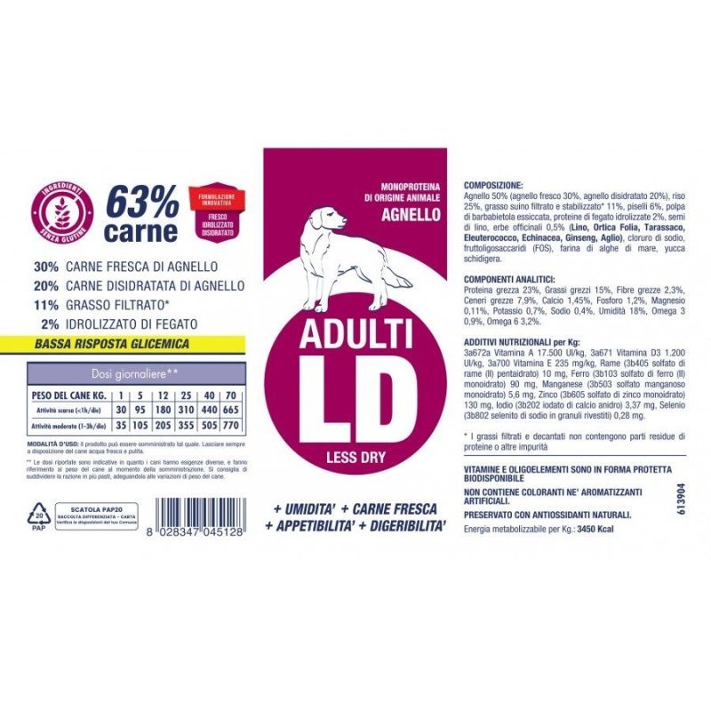 Vet Line Adulti Formula LD Agnello 12kg crocchette cane