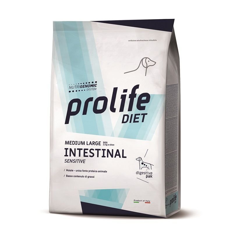 Prolife diet Intestinal Sensitive Medium Large 8kg crocchette dietetiche cane