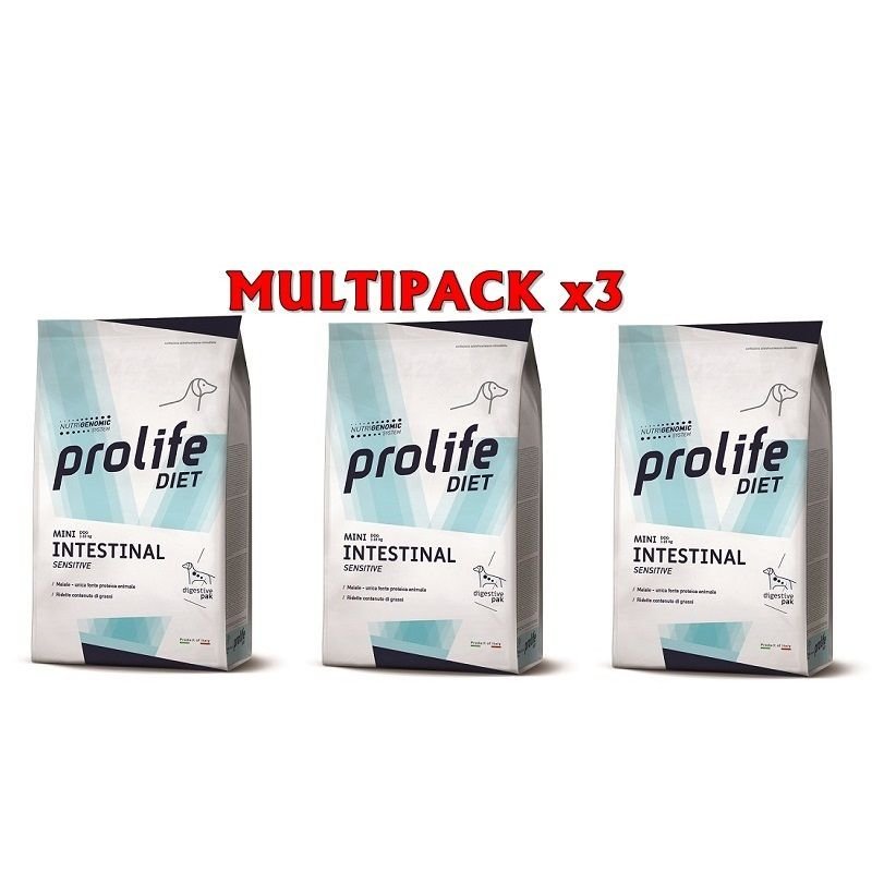 Prolife diet Mini Intestinal Sensitive 3x 5kg crocchette dietetiche cane