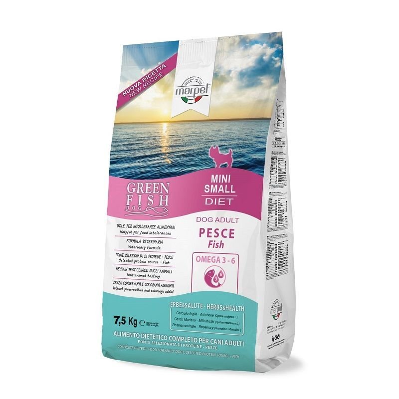 GreenFish Dog Mini 7,5kg con pesce e riso