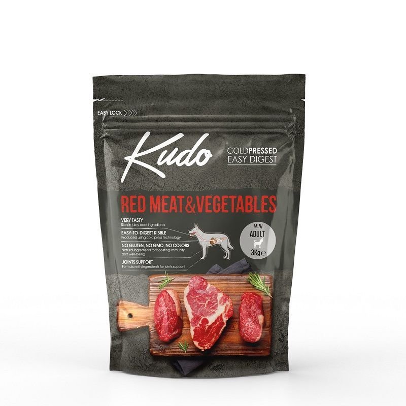 Kudo Mini Adult Red Meat Manzo e Maiale 3kg pressato a freddo per cani