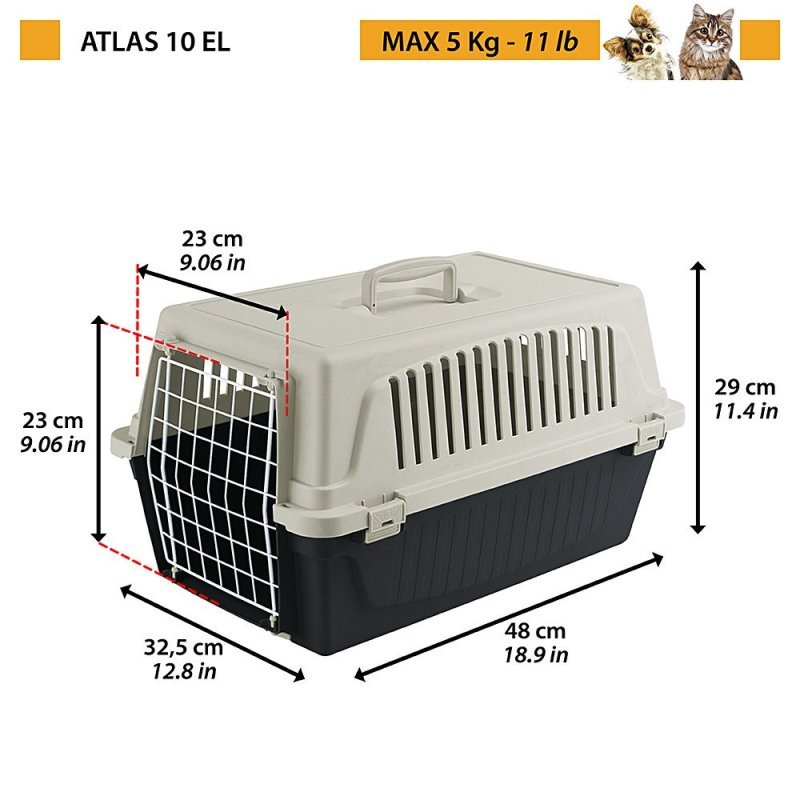 Ferplast Atlas 10 EL nero trasportino cane e gatto
