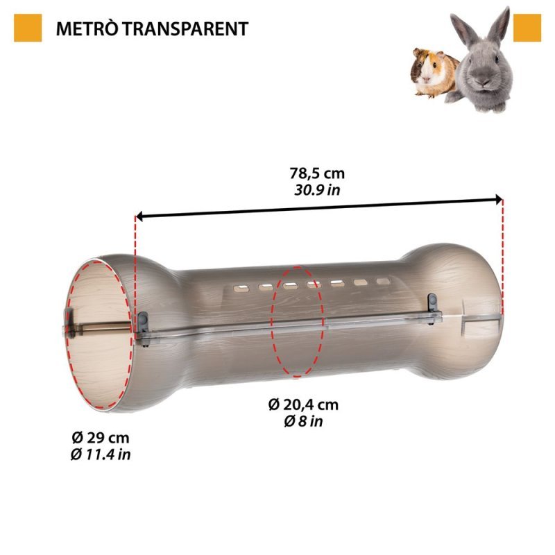 Ferplast Metrò tunnel trasparente gabbia per conigli