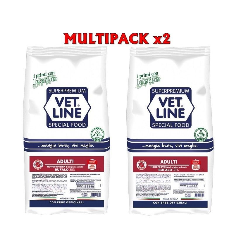 Vet Line Adulti Bufalo 2x 12,5kg crocchette olistiche cane