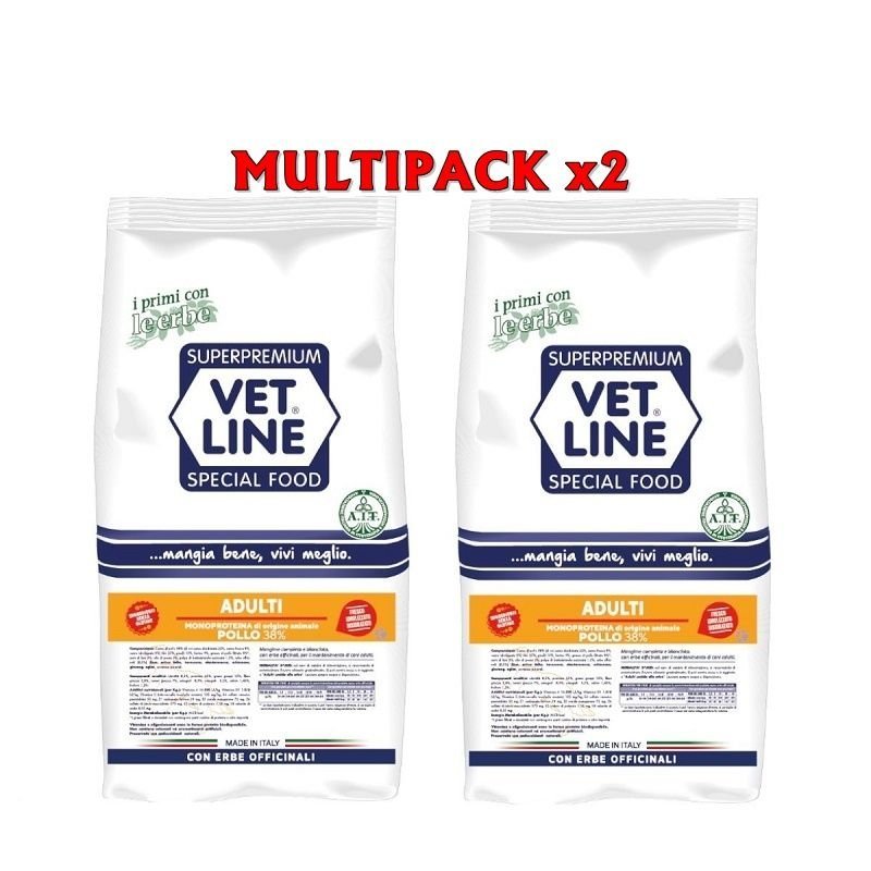 Vet Line Adulti Pollo e riso 2x 12,5kg crocchette olistiche cane