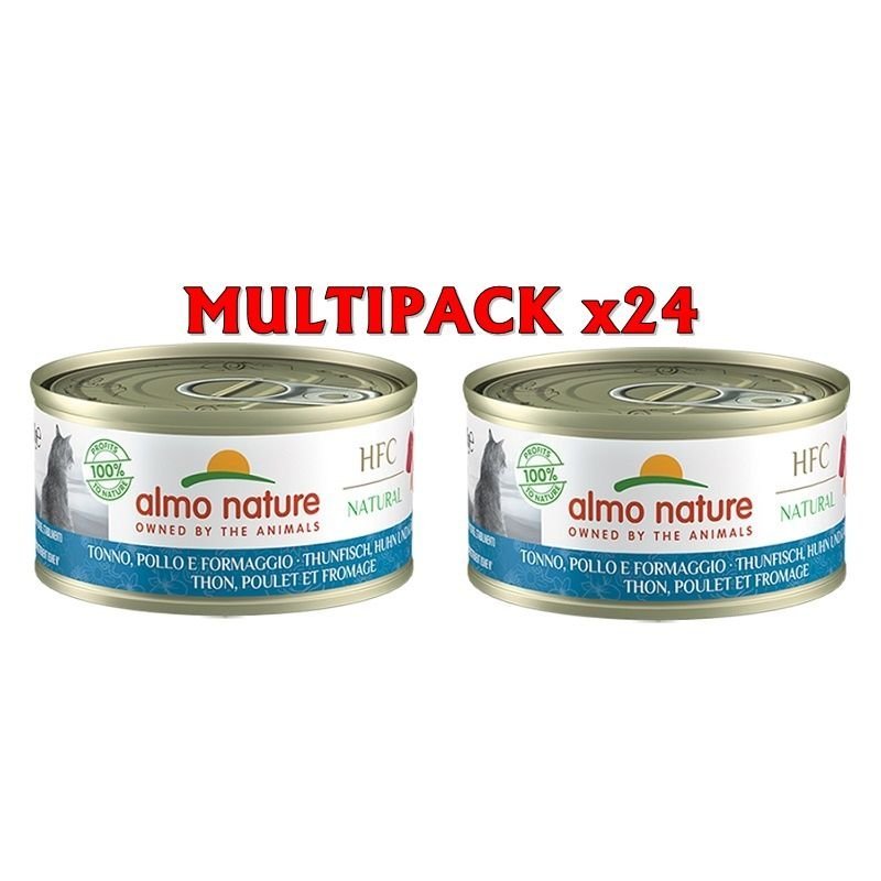 Almo Nature HFC Natural Tonno Pollo e Formaggio 24x 70g umido gatto