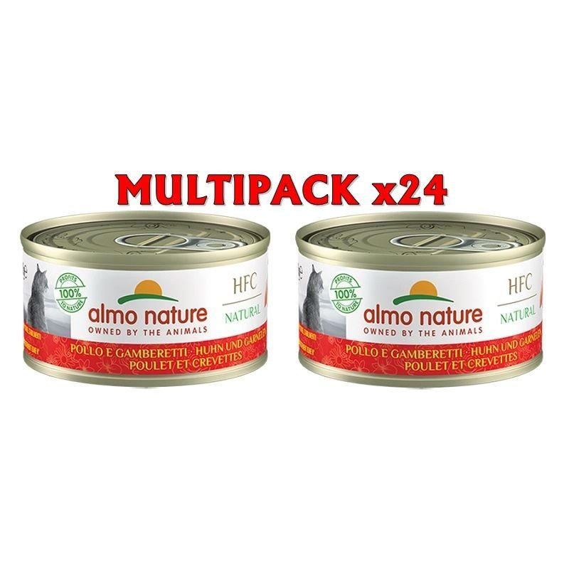 Almo Nature HFC Natural Pollo e Gamberetti 24x 70g umido gatto