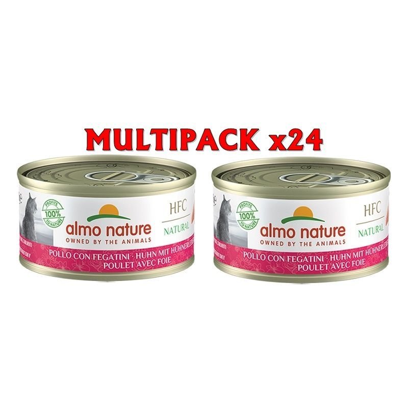 Almo Nature HFC Natural Pollo e Fegatini 24x 70g umido gatto