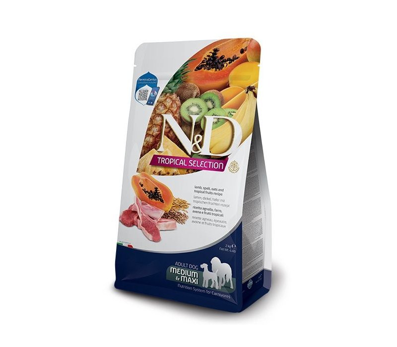 N&D Tropical Adult Agnello Medium Large crocchette cane con frutta tropicale