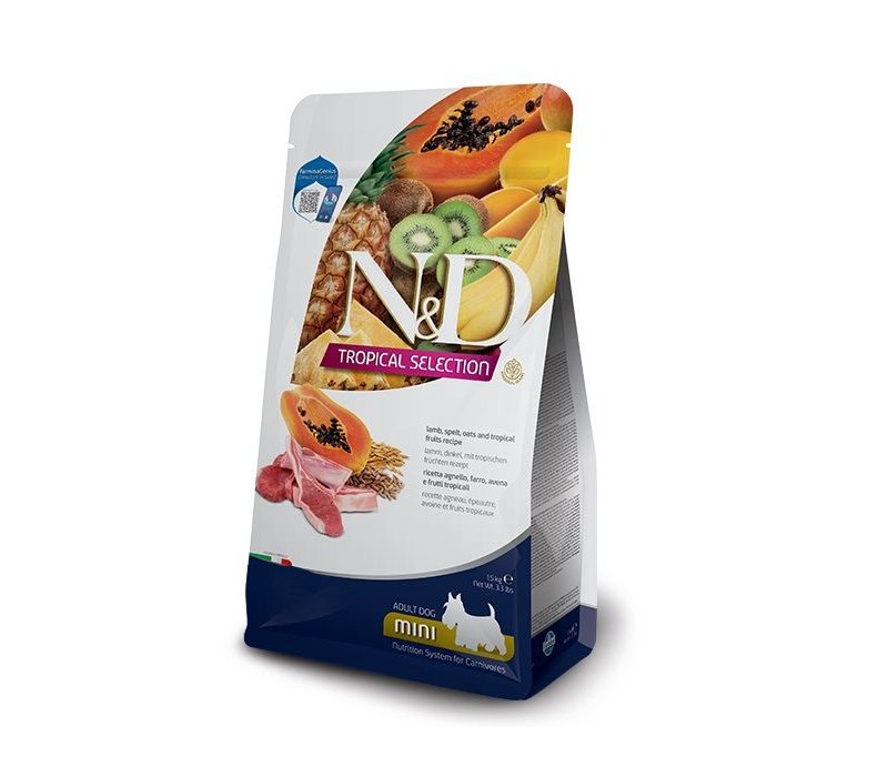 N&D Tropical Mini Adult Agnello 1,5kg crocchette cane con frutta tropicale