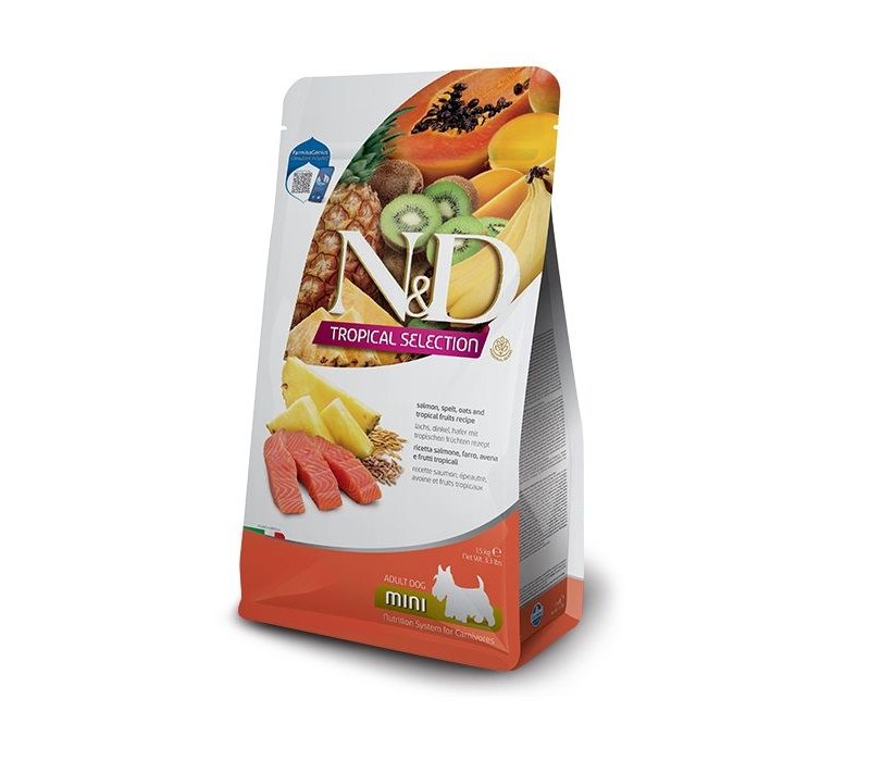 N&D Tropical Mini Adult Salmone 1,5kg crocchette cane con frutta tropicale