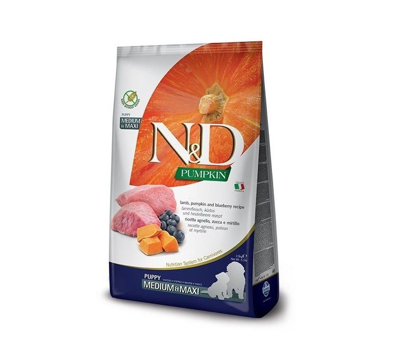 N&D Puppy Agnello, Zucca e Mirtillo Medium Maxi 12kg grain free crocchette cucciolo