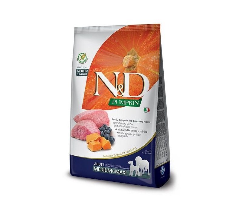 N&D Adult Agnello, Zucca e Mirtillo Medium Large grain free crocchette cane