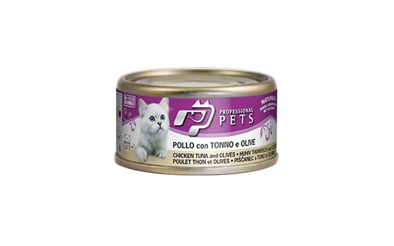 Professional Pets Tonno, Pollo e Olive 70g umido gatto