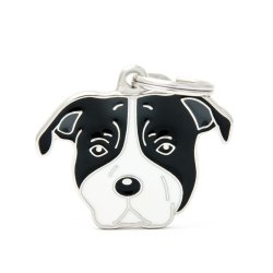 Medaglietta Cane Amstaff Terrier Bianco e Nero