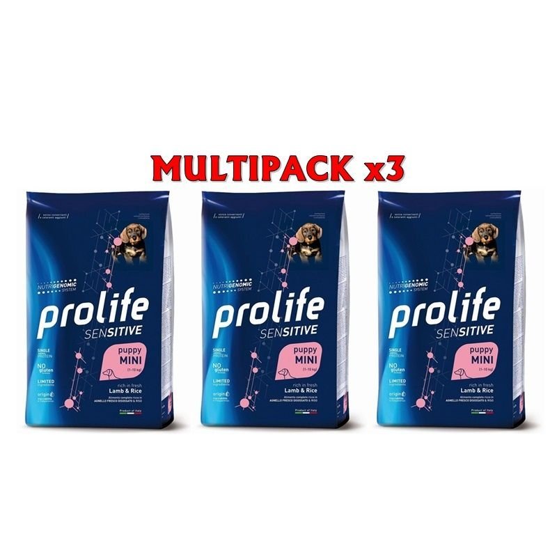 Prolife Puppy Mini Agnello e riso 3x 7kg Nutrigenomic crocchette cucciolo