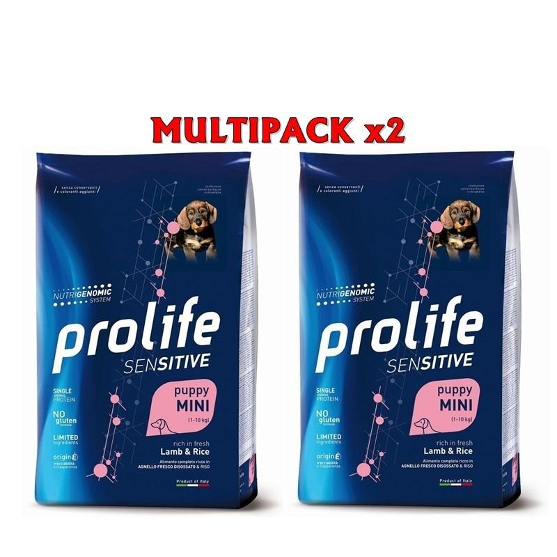 Prolife Puppy Mini Agnello e riso 2x 7kg Nutrigenomic crocchette cucciolo