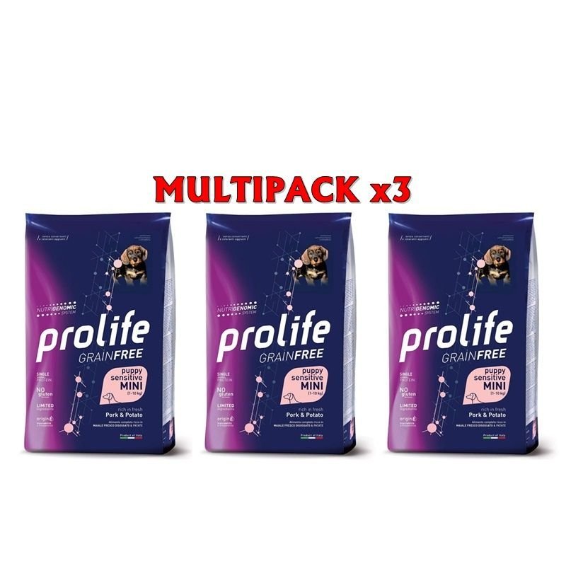 Prolife Puppy Mini Maiale e Patate 3x 7kg Nutrigenomic crocchette cucciolo