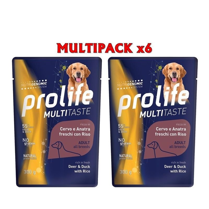 Prolife Adult Cervo Anatra Riso e Ananas 6x 300g umido cane