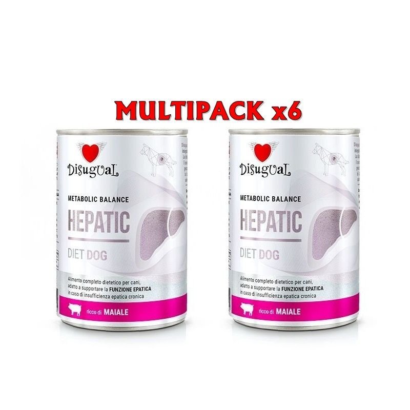 Disugual Hepatic Maiale 6x 400g umido dietetico cane