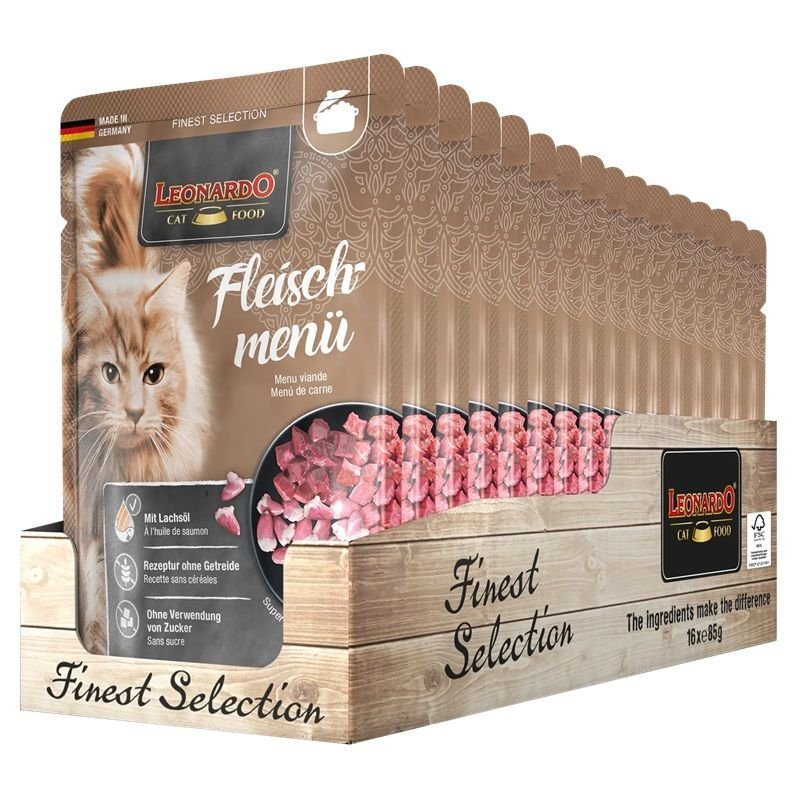 Leonardo menu' di Carne16x  85g umido gatto finest selection