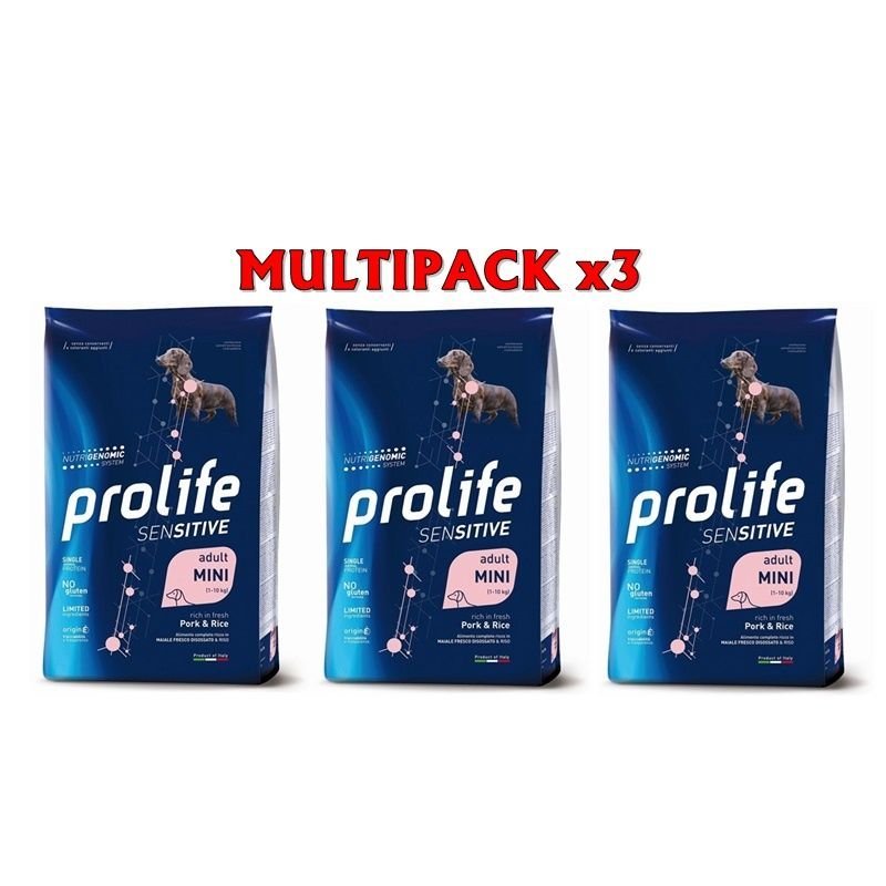 Prolife Sensitive Mini Maiale e Riso 3x 7kg Nutrigenomic crocchette cane