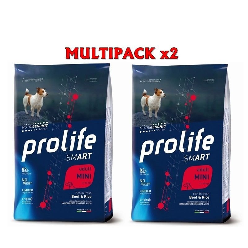 Prolife Mini Manzo e riso 2x 7kg Nutrigenomic crocchette cane