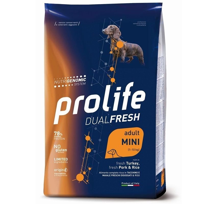 Prolife Mini Tacchino Maiale e riso 7kg Nutrigenomic crocchette cane