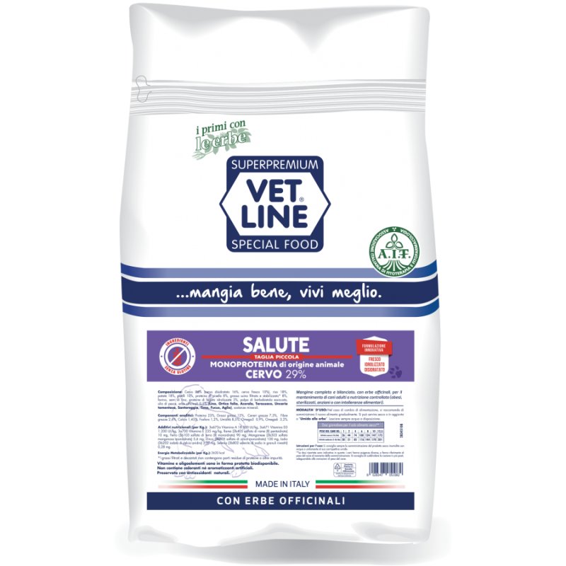 Vet Line Salute Cervo e patate Taglia Piccola 800g crocchette cane