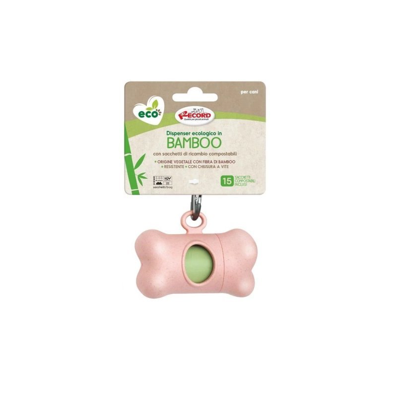 Record Bamboo dispenser sacchetti igienici ecologico per cani