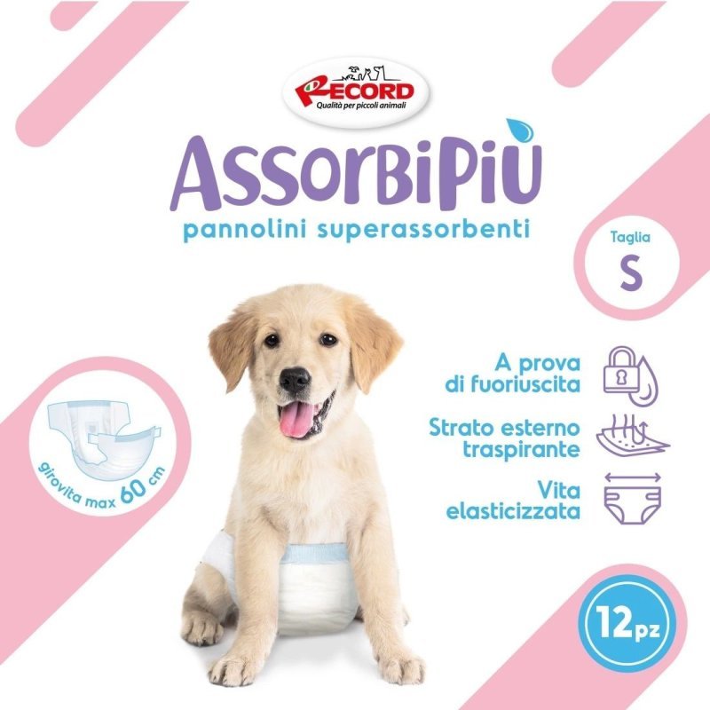 Record Pannolini mutandina assorbenti per cani con fascia elastica