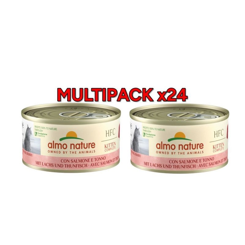 Almo Nature HFC Kitten Salmone e Tonno 24x 70g umido gattino completo