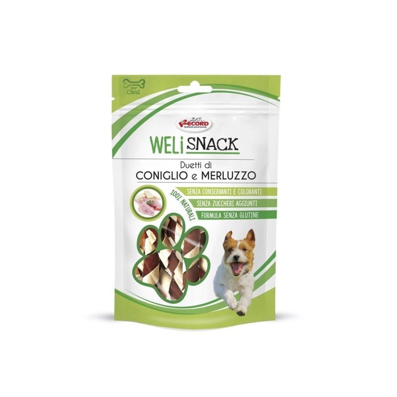 WeliSnack Duetti di Coniglio e Merluzzo 75g snack per cani