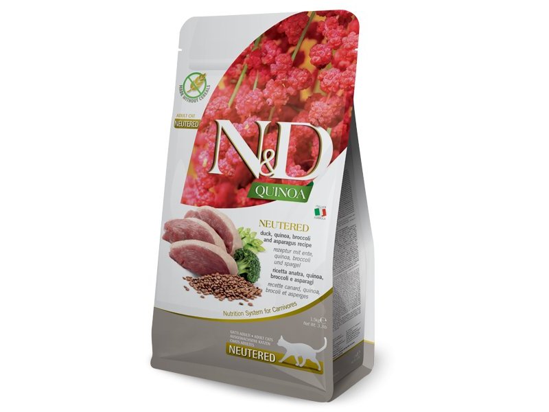 N&D Neutered Anatra, Quinoa, Broccoli e Asparagi 1,5kg Grain Free crocchette gatto