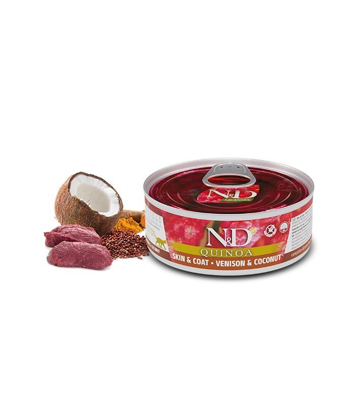 N&D Skin&Coat Cervo, Quinoa e Cocco 80g Grain Free umido gatto