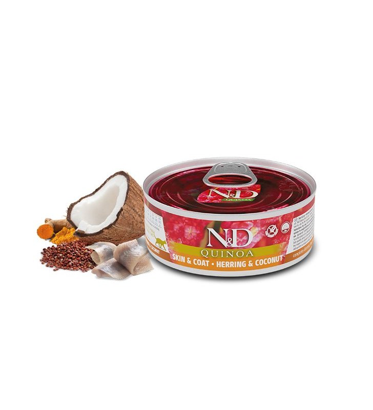 N&D Skin&Coat Aringa, Quinoa e Cocco 80g Grain Free umido gatto