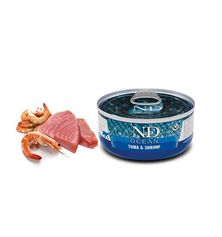 N&D Adult Tonno e Gamberetto 70g Grain Free umido gatto