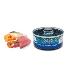 N&D Adult Tonno, Merluzzo, Gamberetto e Zucca 80g Grain Free umido gatto