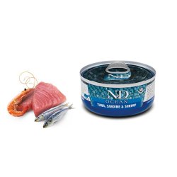 N&D Adult Tonno, Sardine e Gamberetti 70g Grain Free umido gatto