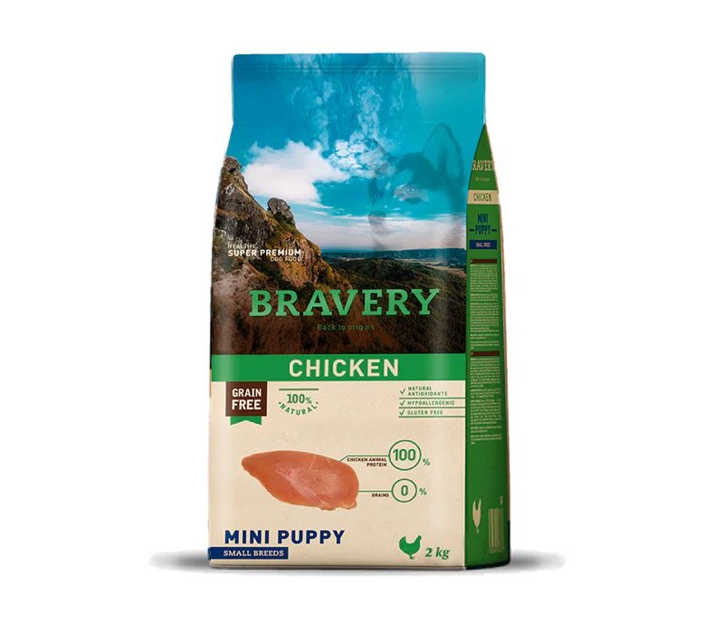 Bravery Puppy Chicken Mini 2kg crocchette cuccioli grain free