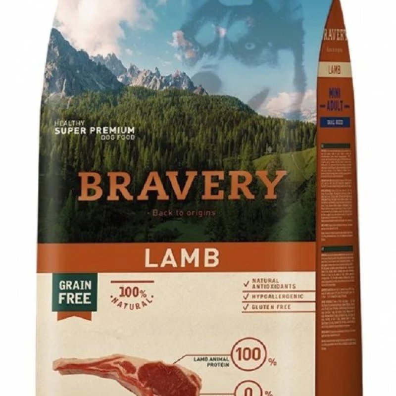 Bravery Adult Lamb Mini 7kg crocchette cane grain free - AquaZooMania