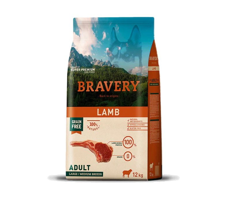 Bravery Adult Lamb Medium Large 12kg crocchette cane grain free