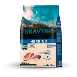 Bravery Adult Herring Medium Large 12kg crocchette cane grain free