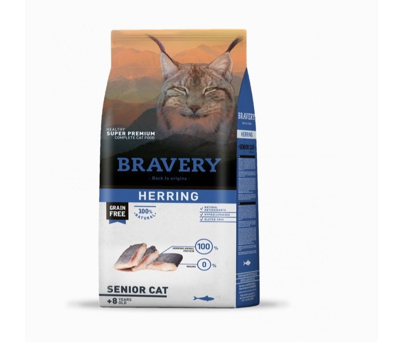 Bravery Senior Cat Herring crocchette gatto grain free