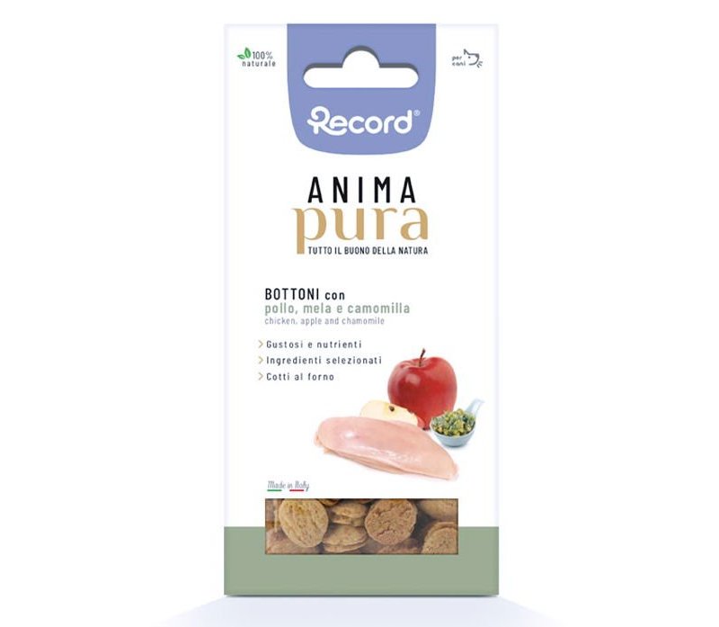 Anima Pura Bottoni Pollo Mela e Camomilla 100 g snack per cani