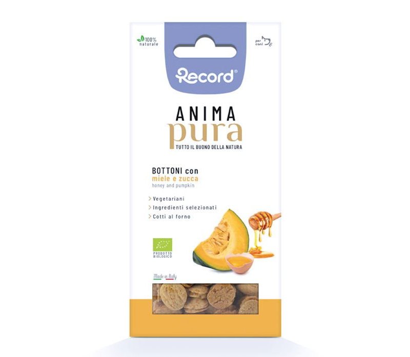 Anima Pura Bottoni Mela e Zucca 100 g snack vegetariano per cani