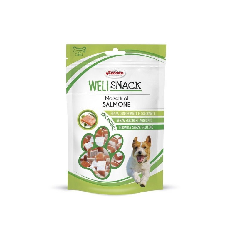 WeliSnack Morsetti di Salmone 75g snack per cani
