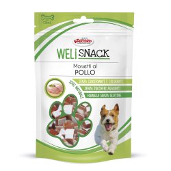WeliSnack Morsetti di Pollo 75g snack per cani